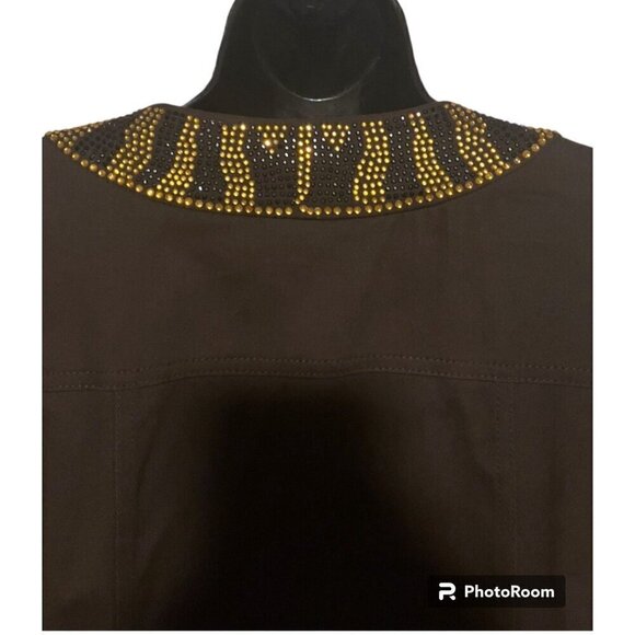 Quacker Factory Animal Print Jacket 3X Blazer Resort Cruise Maximalist Bling - Picture 4 of 9